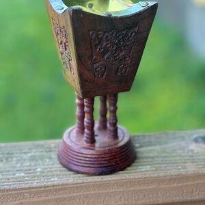 Mubakhar Arabic Incense Burner Tea light Holder Wooden 6” Carved Islamic Bakhoor